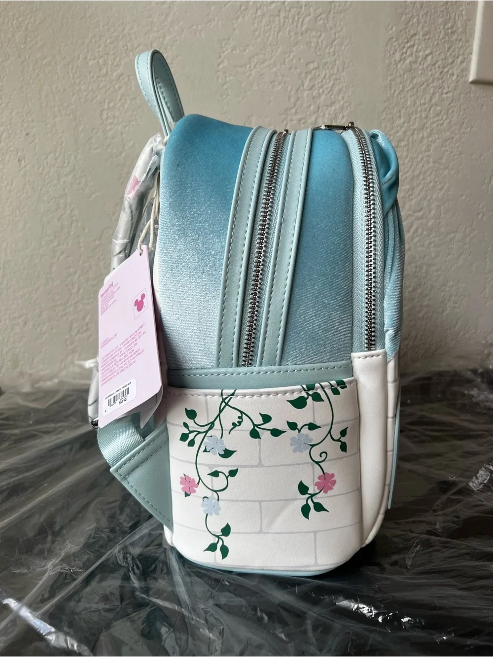 NWT Loungefly Disney Cinderella Velvet Stained Glass Portrait Mini Backpack